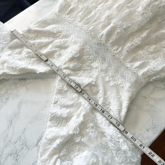 DB Studio 3D Fooral Lace Mini V Neck Dress Women’s Size 14 Bride Wedding NEW - Picture 13 of 14